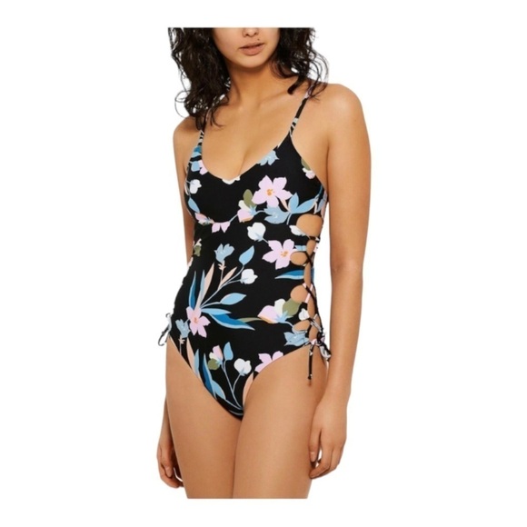 HULA HONEY Lace-Up-Sides Adjustable One Piece Swimsuit - Picture 1 of 6